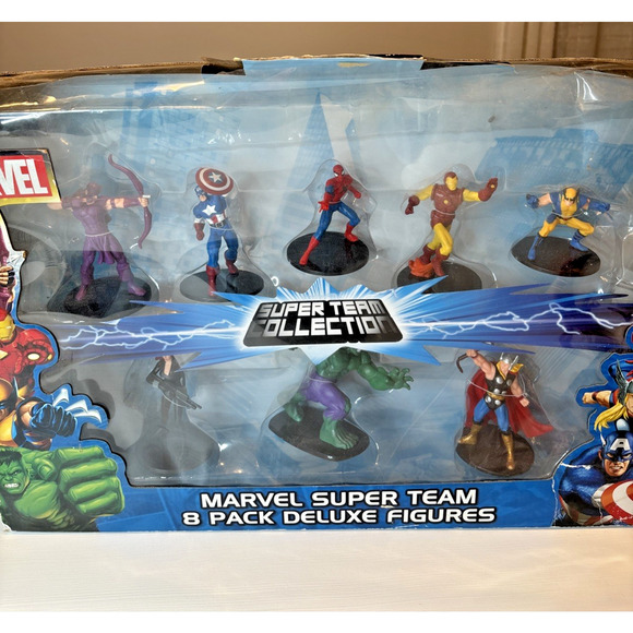 Marvel Super Team Collection 8 Pack Deluxe Figures Hulk Iron Man Captain America - Picture 2 of 16